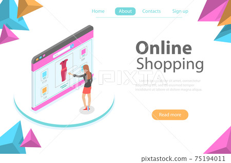 Shopping online flat isometric vector conceptual illustration. Shopping online flat isometric vector conceptual illustration. 75194011