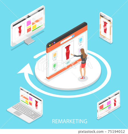 Marketing retargeting isometric flat vector conceptual illustration. Marketing retargeting isometric flat vector conceptual illustration. 75194012
