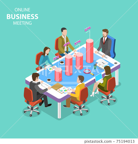 Online business meeting isometric flat vector concept. 75194013