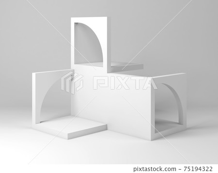 Cube blocks construction with arches, 3d rendering Cube blocks construction with arches, 3d rendering 75194322