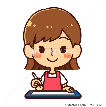 Girl studying on a tablet Girl studying on a tablet 75194423