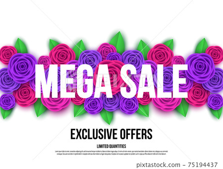 Spring  season  sale banner with  flowers. 75194437
