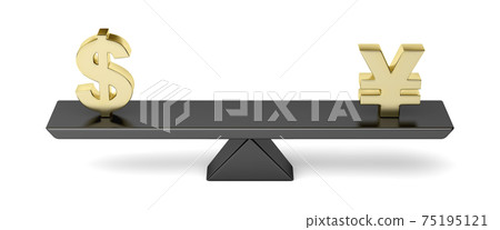 US dollar versus Japanese Yen or Chinese Yuan on seesaw US dollar versus Japanese Yen or Chinese Yuan on seesaw 75195121