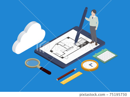 Illustration material of construction management application 75195730