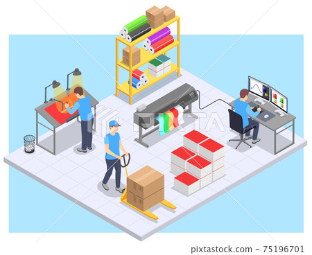Printing House Isometric Composition 75196701