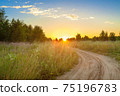 amazing summer rural landscape with sunrise 75196783