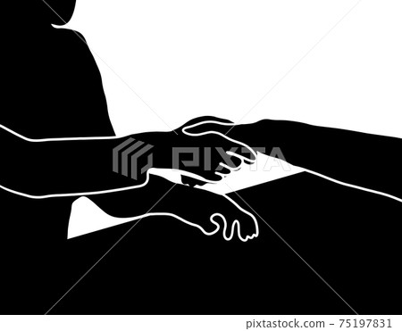 Silhouette to shake hands after closing a business negotiation 75197831