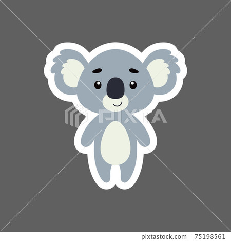 Cute little baby koala sticker. Cartoon animal character for kids cards, baby shower, birthday invitation, house interior. Bright colored childish vector illustration in cartoon style. Cute little baby koala sticker. Cartoon animal character for kids cards, baby shower, birthday invitation, house interior. Bright colored childish vector illustration in cartoon style. 75198561