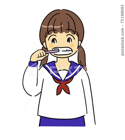 女孩刷牙 女孩刷牙 75199093