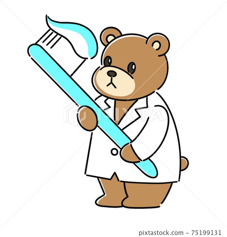 Bear in a lab coat with a toothbrush 75199131