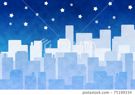 建築輪廓背景矩形星空水彩風格 75199334