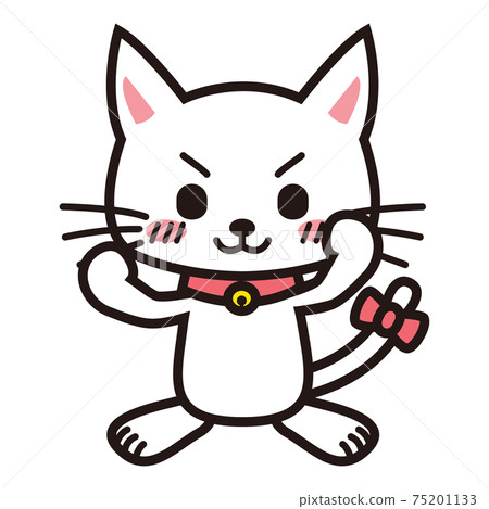 膽量姿勢的白貓 75201133