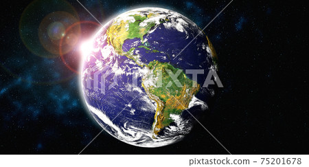 Planet earth globe view from space showing realistic earth surface and world map Planet earth globe view from space showing realistic earth surface and world map 75201678
