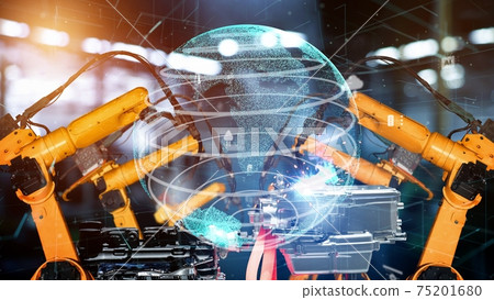 Smart industry robot arms modernization for digital factory tech Smart industry robot arms modernization for digital factory tech 75201680
