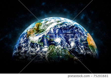 Planet earth globe view from space showing realistic earth surface and world map Planet earth globe view from space showing realistic earth surface and world map 75201681