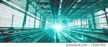 Digital data flow on road with motion blur to create vision of fast speed transfer Digital data flow on road with motion blur to create vision of fast speed transfer 75201760