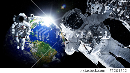 Astronaut spaceman do spacewalk while working for space station Astronaut spaceman do spacewalk while working for space station 75201822