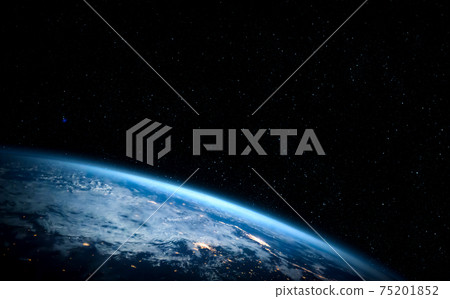 Planet earth globe view from space showing realistic earth surface and world map 75201852
