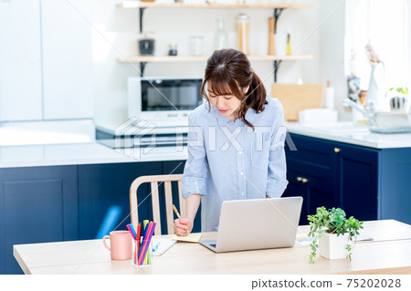 Young business woman teleworking at home 75202028