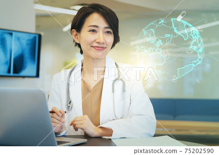 Medical examination of doctors and female doctors Hospital Medical Digital Technology Image 75202590