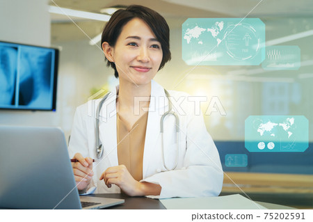 Medical examination of doctors and female doctors Hospital Medical Digital Technology Image 75202591