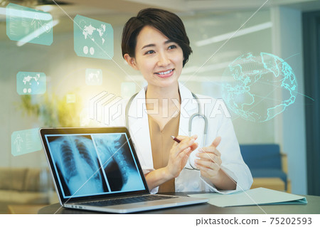 Medical examination of doctors and female doctors Hospital Medical Digital Technology Image 75202593