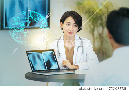 Medical examination of doctors and female doctors Hospital Medical Digital Technology Image 75202786