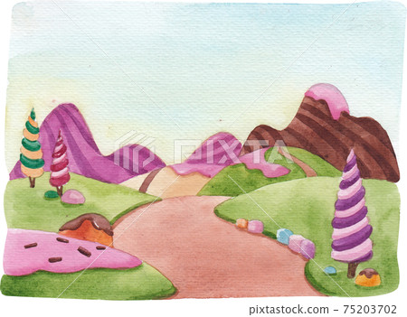 Candy Land Concept Watercolor Element - Stock Illustration [75203702 ...