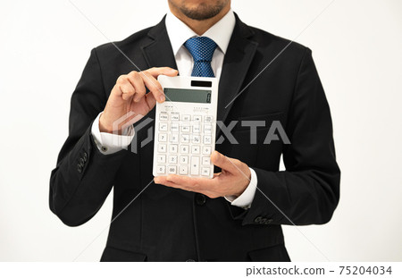 Business image A man with a calculator 75204034