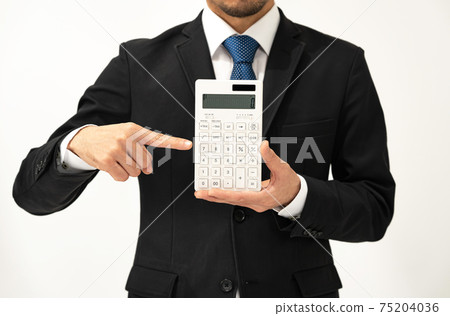 Business image A man with a calculator 75204036