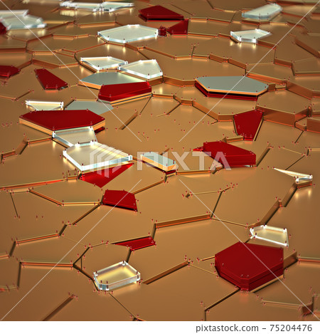 broken golden glass with sharp pieces over background broken golden glass with sharp pieces over background 75204476