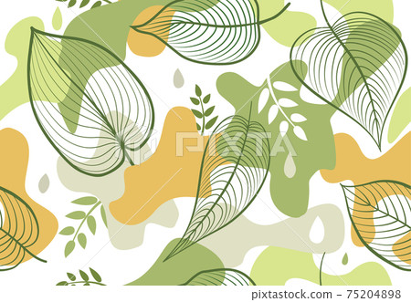 Image Details IST_21848_24842 - Organic leaves seamless pattern in simple  style. Botanical background. Decorative forest leaf wallpaper. For fabric  design, textile print, wrapping paper, cover. Vector illustration. Organic  leaves seamless pattern in