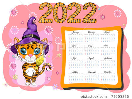 Vector Calendar Year Tiger 2022 According Chinese Calendar Week Starts  Stock Vector by ©kabolill 479172590