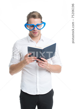 back to school. man in glasses red book. Business training back to school. man in glasses red book. Business training 75206196