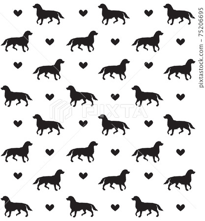 Vector seamless pattern of black dog and hearts-插圖素材 [75206695] - PIXTA圖庫