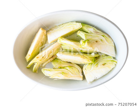 fresh raw florence fennel stalk cut into segments 75207054