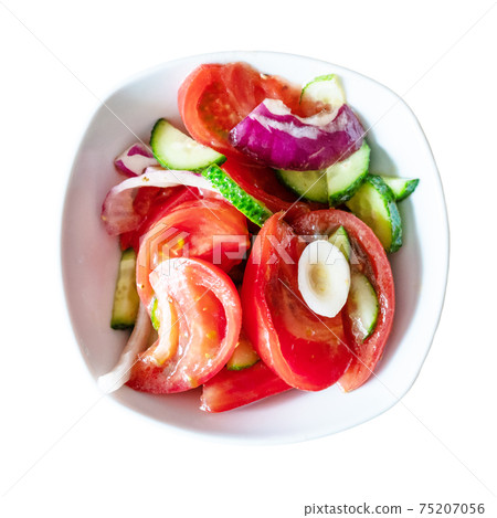 top view of salad from sliced fresh vegetables 75207056
