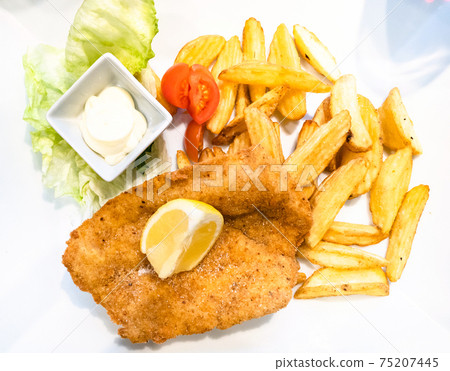 Italian cuisine - top view of Pollo alla Milanese 75207445