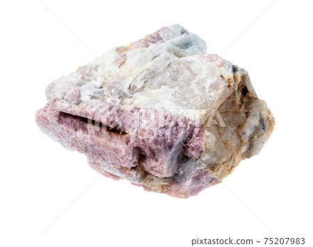 unpolished Tourmaline in feldspar rock cutout unpolished Tourmaline in feldspar rock cutout 75207983