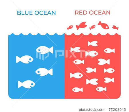 red and blue ocean illustration 75208943