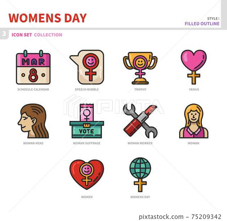 womens day icon set 75209342