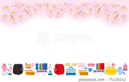 入學準備和櫻花背景白色 入學準備和櫻花背景白色 75210252