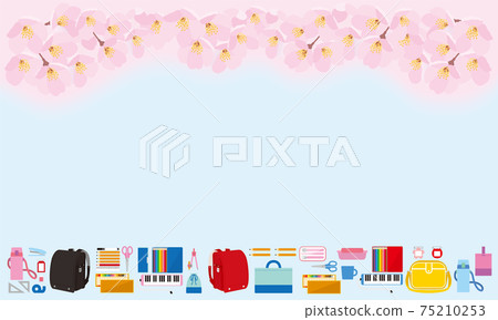 Admission preparations and cherry blossom background-light blue 75210253