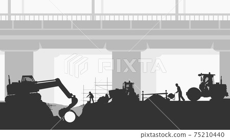 silhouette style of professional builders at work silhouette style of professional builders at work 75210440