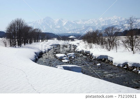 早春的妙高市八代河為背景的妙高山 早春的妙高市八代河為背景的妙高山 75210921