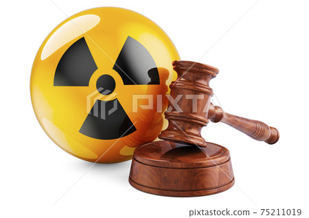 Wooden gavel with radiation flag. 3D rendering Wooden gavel with radiation flag. 3D rendering 75211019