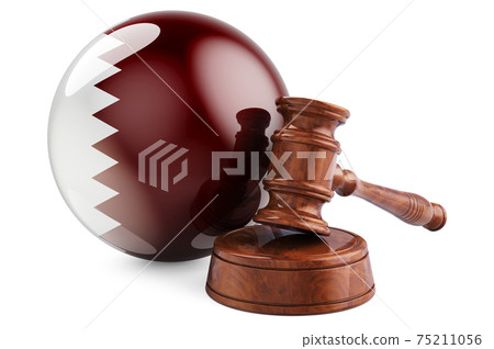 Qatari law and justice concept. Wooden gavel with flag of Qatar. 3D rendering 75211056