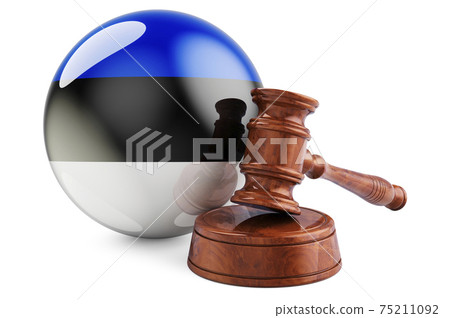 Estonian law and justice concept. Wooden gavel with flag of Estonia. 3D rendering Estonian law and justice concept. Wooden gavel with flag of Estonia. 3D rendering 75211092