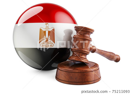 Egyptian law and justice concept. Wooden gavel with flag of Egypt. 3D rendering Egyptian law and justice concept. Wooden gavel with flag of Egypt. 3D rendering 75211093