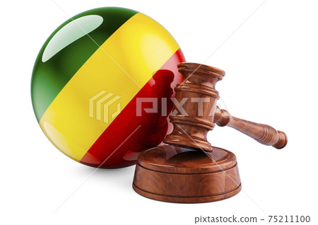 Congo law and justice concept. Wooden gavel with flag of Congo. 3D rendering Congo law and justice concept. Wooden gavel with flag of Congo. 3D rendering 75211100